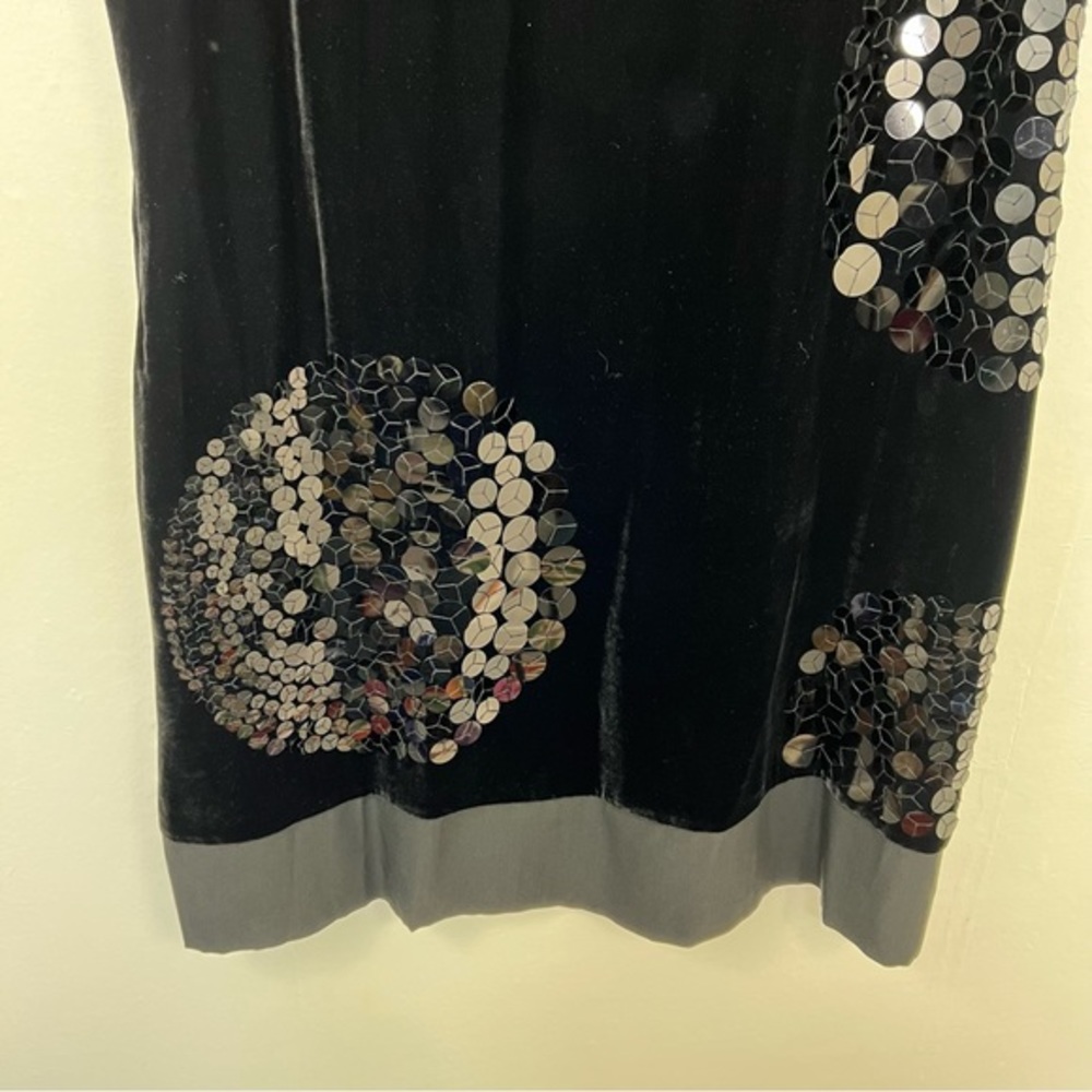 Boden Viscose Silk Shift Velvet Sequins Black Pencil Dress Size 16